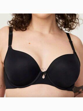 TORRID Plus Size Perfect T-Shirt Bra Solid Black Bow w/ Cutout Underwire 44DDD